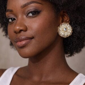 Chanel Camellia Flower Pearl Clip-On Earrings